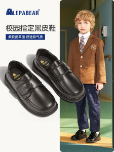 Boys Leather Shoes 2025 Spring Autumn Black Soft Bottom School Performance Suiting Big Boys British Style Children Footwear