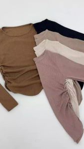 Lotus Clothing Nami Top Atasan Wanita Lengan Panjang Longsleeve Side Scrunched Simple Basic Top