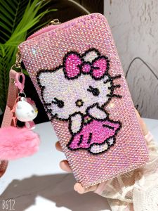 Cute Microfiber Synthetic Leather Zipper Wallet for Women and Girls Animation Pattern Long Rectangle Shape Pillow-branded