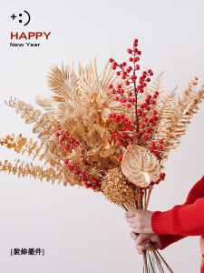 New Year Artificial/Fake Flower Decoration Fortune Fruit Chinese Hawthorn Holly Decoration Chinese New Year Living Room Gold Wheat Decoration