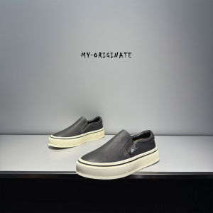 Japanese Style Thick Bottom Slip-On Casual Shoes Genuine Leather Lazy Man Shoes Low Help Spring Autumn New Style White Sneakers