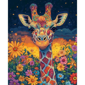 Oil Painting By Numbers Handicraft Colorful Giraffe Animals Painting Numbers Artwork for Adults Gift Picture Paint