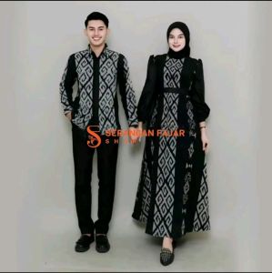 SET COUPLE GAMIS TENUN MOTIF TORAJA BLACK / COUPLE TENUN ETNIK / COUPLE TENUN KONDANGAN / COUPLE PESTA / COUPLE TENUN PREWEDING