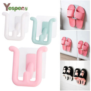 ชั้นวางติดผนังราวเก็บรองเท้าชั้นวางรองเท้าห้องน้ำที่แขวนรองเท้าแขวนผนังตะขอเก็บของชั้นแขวนรองเท้าแตะ - YESPERY