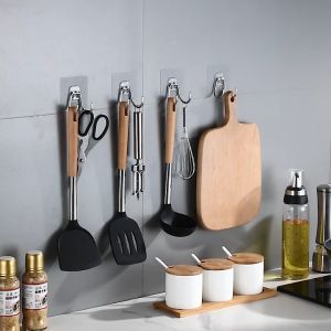 Móc Đôi Dán Tường Inox 304 Siêu Dính Treo Đồ Nhà Bếp Móc Đôi Cường Lực Cao Cấp