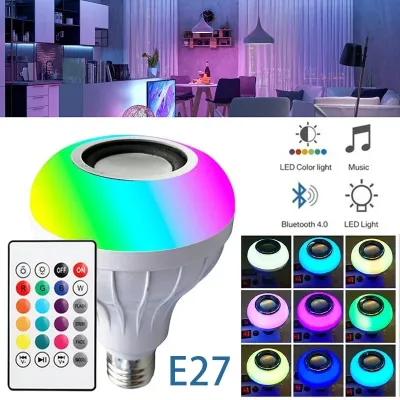12W E27 RGB Colorful Music Remote Control LED Bulb Led Smart Lights Bluetooth Music Bulb Lamp Led Dimmable Bulb For Home Party
