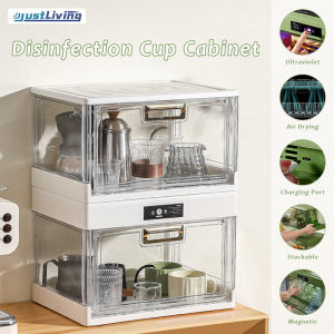 JustLiving 16L Kitchen Disinfection Cabinet 360° Viewable Window Baby Products Home Dish Rack Holder Intelligent Circulation Ventilation Cupboard UV Sterilization Tea Set Cup Storage Rack