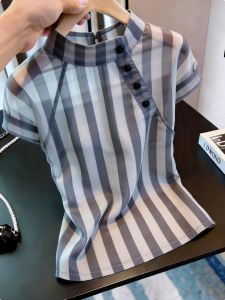 KUNAILIN | French Stripe Slim Fit Design Office Lady Shirt