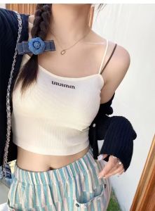 เสื้อกั๊กแขนกุดแบบมีแผ่นรองหน้าอกสำหรับผู้หญิง 2025 ฤดูใบไม้ร่วง ใหม่ ดีไซน์เก๋ไก๋ ดีไซน์หลังสวยงาม เสื้อชั้นในสำหรับใส่ด้านนอก