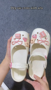 Dép Sục Nữ Gắn Charm Quai Xoay 2in1 – Dép EVA Mềm Nhẹ Đế Rãnh Tiện Mang Đi Học Đi Dạo Đi Chơi