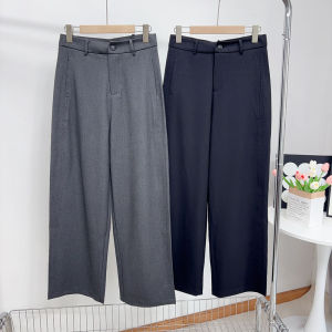 High Waist Slimming Wide Leg Casual Tencel Wool Pants Womens Autumn 2025 Casual Style Button Fly Comfortable Ladies Trousers