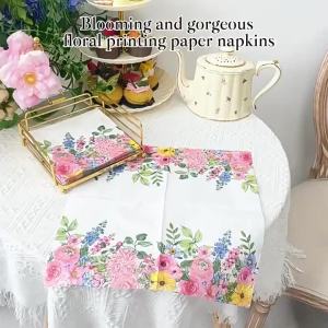 20 Sheets of 33 * 33cm 2Ply Pink Rose Napkins Picnic Party Decorations Colorful Printed Paper DIY Decoupage Paper
