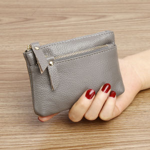 Mini Portable Wallet with Zipper and Keyring