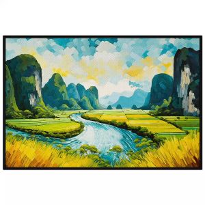 Tranh treo tường dán tường Canvas phong cảnh quê hương sơn dầu. CGI-49