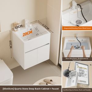 LANGXIANG | Deep Bathroom Cabinet with Sink 20cm