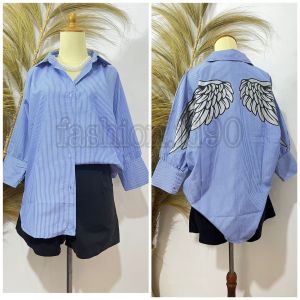 KEMEJA SALUR MOTIF SAYAP IMPORT BANGKOK BKK WINGS BELAKANG OVERSIZE JUMBO BIGSIZE