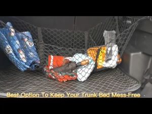 3 Pocket Car Cargo Net,Stretchable Heavy Duty Trunk Net Organizer Storage Net with Hooks Screws