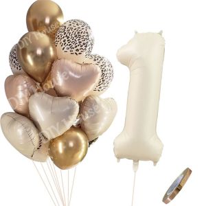 ลูกโป่งตัวเลขสีเบจ32/40นิ้วลูกโป่งฟอยล์หัวใจวินเทจสำหรับ30 40 50 60สุขสันต์วันเกิดอุปกรณ์จัดงานปาร์ตี้ปาร์ตี้สัตว์ป่า