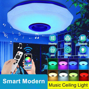 Angelila Đèn Trần Âm Nhạc Có Thể Điều Chỉnh Độ Sáng RGB Hiện Đại WiFi Thông Minh Đèn Trần Điều Khiển Từ Xa & Ứng Dụng AC220V Cho Thiết Bị Chiếu Sáng Loa Bluetooth Gia Đình