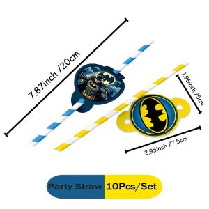 Warner Bros Themed Batman Hero Paper Plate Cup Triangle Flag Sticker Happy Birthday Party Decoration Disposable Tableware Supply