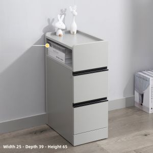 Modern Minimalist Side Opening Bedside Table Ultra-Narrow Bedroom Small Storage Cabinet Solid Wood for Adult in Varying Sizes