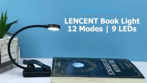 [Hỗn hợp ấm áp màu trắng hổ phách] Đèn LED LENCENT 9 Đèn 12 chế độ Bảo vệ mắt Kẹp bật sáng Đèn linh hoạt với USB có thể sạc lại để đọc ban đêm