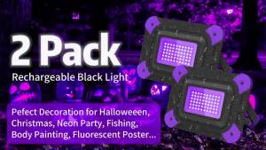 1/2 PCS LED UV Black Lights Work Light Stage Blacklight Ultraviolet Flood Effect Light for Halloween Xmas Dance DJ Disco Party
