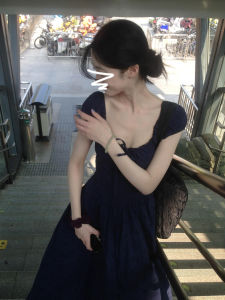 PEIZIXUAN | Beautiful Blue Puff Sleeve Long Dress New Early Summer