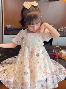38Angugu Girls Princess Dress 3 To 4 To 5 To 6 To 7 To 8 To 9 To 10 To 11 To 12 Years Old Girls Summer Kids Dresses Short Sleeve Skirts Birthday Gifts for Girls