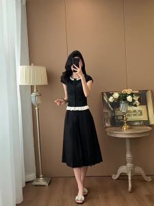 SUYE | French Style Fashionable Splicing Age-reducing Slimming Short-sleeve High-waisted Skirt Set