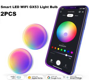 2PCS Smart Light Bulbs TUYA WiFi GX53 Color Changing Lamp Dimmable GX53 220V Work with Alexa/Google Smart Life Music Sync Light