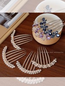 Metal Hair Comb Hairpin U-shaped Rhinestone Elegant Ladies Hairpin Vintage Hair Clip
