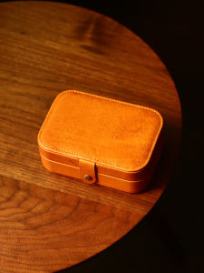 Luxurious Fashionable Plant-Tanned Cowhide Jewelry Box Multi-Functional Ring Necklace Cosmetic Storage Box Japanese Style