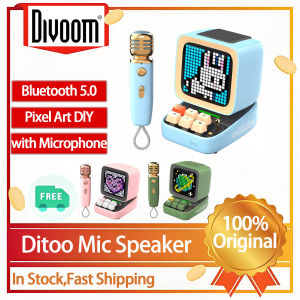 Original Divoom Ditoo Mic Bluetooth Speaker with Karaoke Microphone Pixel Art Display Desktop Decor Different Sound Modes Gift Idea
