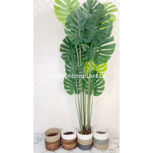 Pohon Artificial Pohon Hias Monstera Latex T180 Cover Pot Seagrass Variasi Warna Dekorasi Ruang Tuma Aesthetic