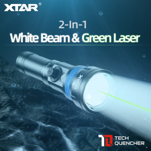 XTAR DL2 Diving Flashlight with Pointer Green Laser - 1600 Lumens - 355m- Rechargeable 21700 Battery