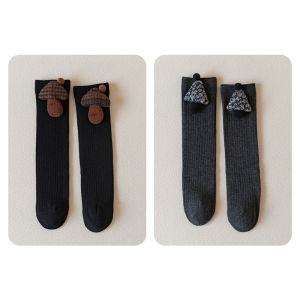 ถุงเท้าเด็กผู้หญิงถุงเท้าถักนิตติ้งขนสัตว์หนาสำหรับฤดูหนาว ถุงเท้ายาวถึงข้อเท้าสำหรับเด็ก ถุงเท้าผ้าฝ้ายนุ่ม เสื้อผ้าเด็กสไตล์เกาหลี