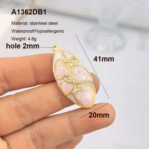 Mặt Dây Chuyền Lớn Chống Nước Hình Hoa Trái Tim Đá Opal Kiểu Dáng Nổi Bật Chất Liệu Thép Không Gỉ Mạ PVD Màu Trắng Xanh Thiết Kế Hình Học Trang Sức Thời Trang Nữ Tính.