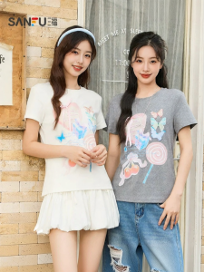 SANFU | Dreamy Gradient Printed Bow T-shirt