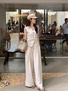 XUECAIQI | Summer Korean Style Fashionable Slimming Sleeveless Vest and Wide Leg Pants Set