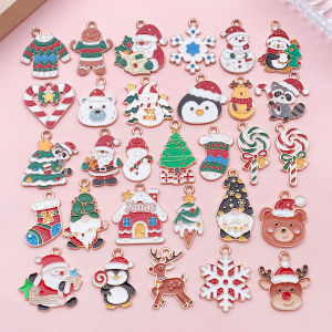 5pcs/30pcs Alloy enamel Christmas Pendant Jewelry Making DIY Keychain Earrings Charms for Jewelry Bracelets Necklace