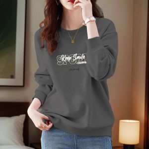 Shandong Jimo Genuine Goods Cotton round Neck Hoodie Women Winter Design Sense Western Style Print Idle Style Top Outerwear Tide