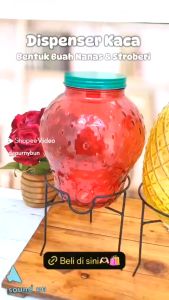 DISPENSER KACA DISPENSER NANAS STRAWBERRI 4 LITER DISPENSER PESTA MOTIF BUAH