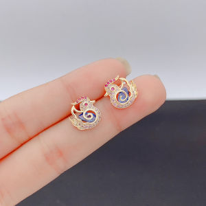 Romantic Swans And Ducklings Earrings Women S925 Sterling Silver Fashionable Personalized Small Swan Stud Earrings