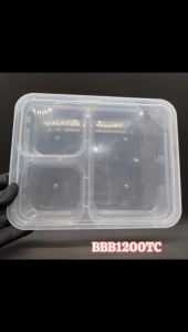 TAGE BBB1200 3 Compartment Lunch Box Dome LID / Tapau / Disposable Plastic Food Box - Bento Box - BBB1200 (50pcs+-)
