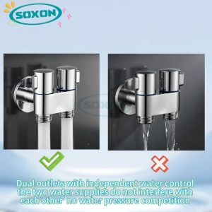 TROUWIDS Double Angle Valve 2 Way Automatic Water Stop Faucet Washing Machine/Toilet Valve Stainless Steel Material Long Service Life