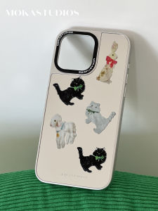 MOKASTUDIOS Electroplated Silver Edge Cute Cat Mirror Series Full Protection iPhone 15 pro Max Case Compatible with 14 pro Anti-Fall Kawaii Korean Style