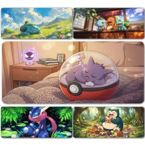 Bandai | Pokemon Lapras Gaming Mouse Pad Large Desk Mat 2MM Stitched Edge Non Slip Rubber Base Keyboard Pad Office Laptop Table Decor