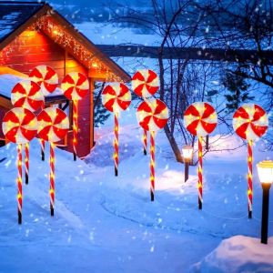 5pc/setLED solar ground inserted lollipop light outdoor waterproof Christmas candy light garden courtyard lawn decoration light