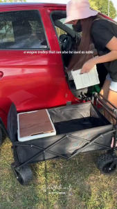 Camper picnic camping trolley foldable picnic travel outdoor camping car widen wheels